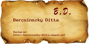 Bercsinszky Ditta névjegykártya